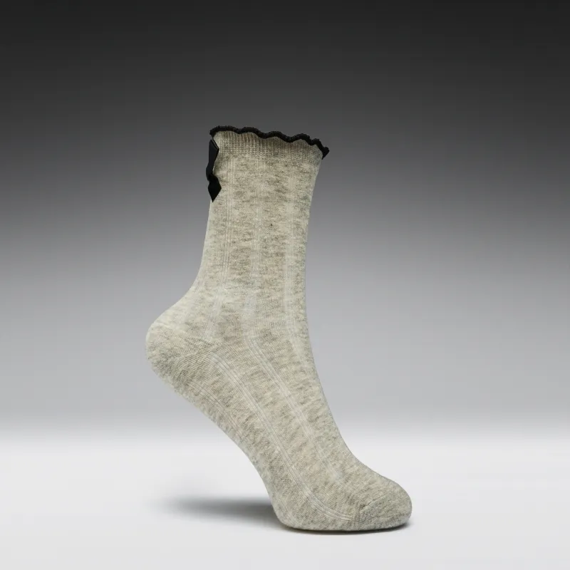 Sonnet Grey Bow Socks made by Koi Footwear