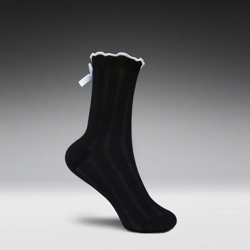 Sonnet Black Bow Socks made by Koi Footwear