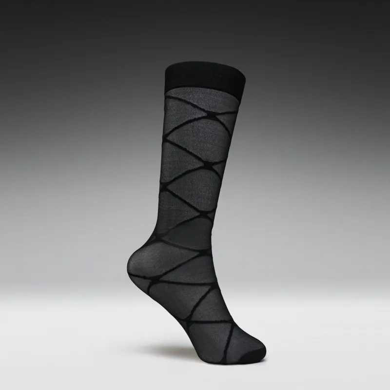 Ziva Black Sheer Long Socks made by Koi Footwear