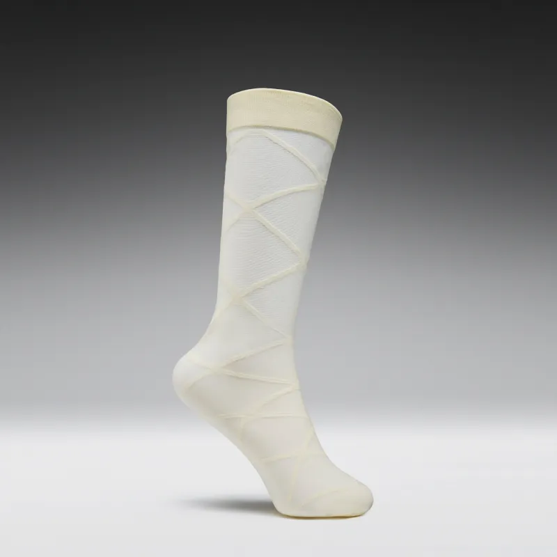 Ziva Cream Sheer Long Socks made by Koi Footwear