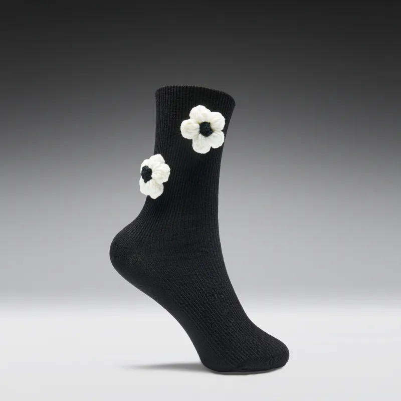 Wildflower Black Socks made by Koi Footwear