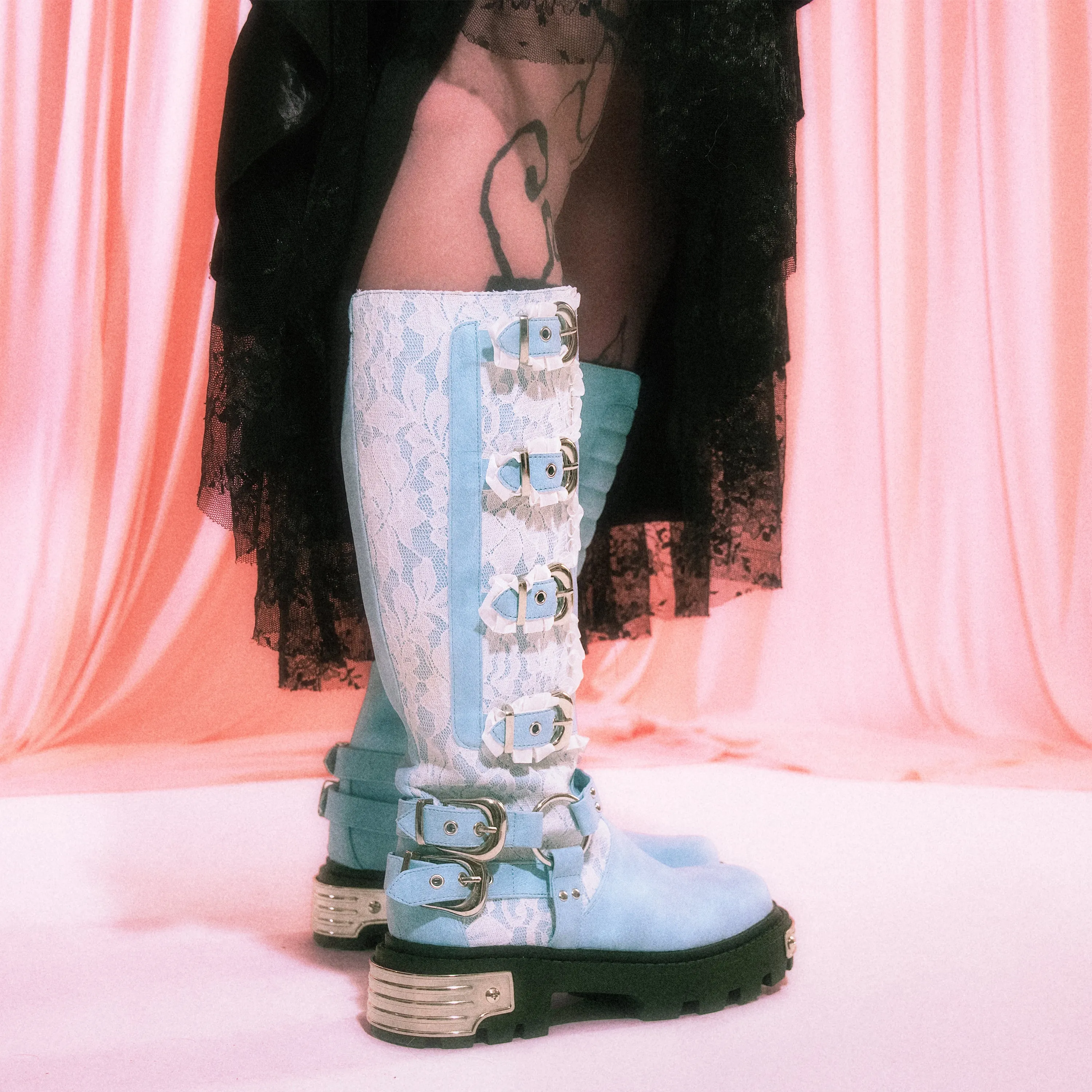 Jazmin Bean x KOI Blue Inside Whimsical Long Boots sold by Koi Footwear