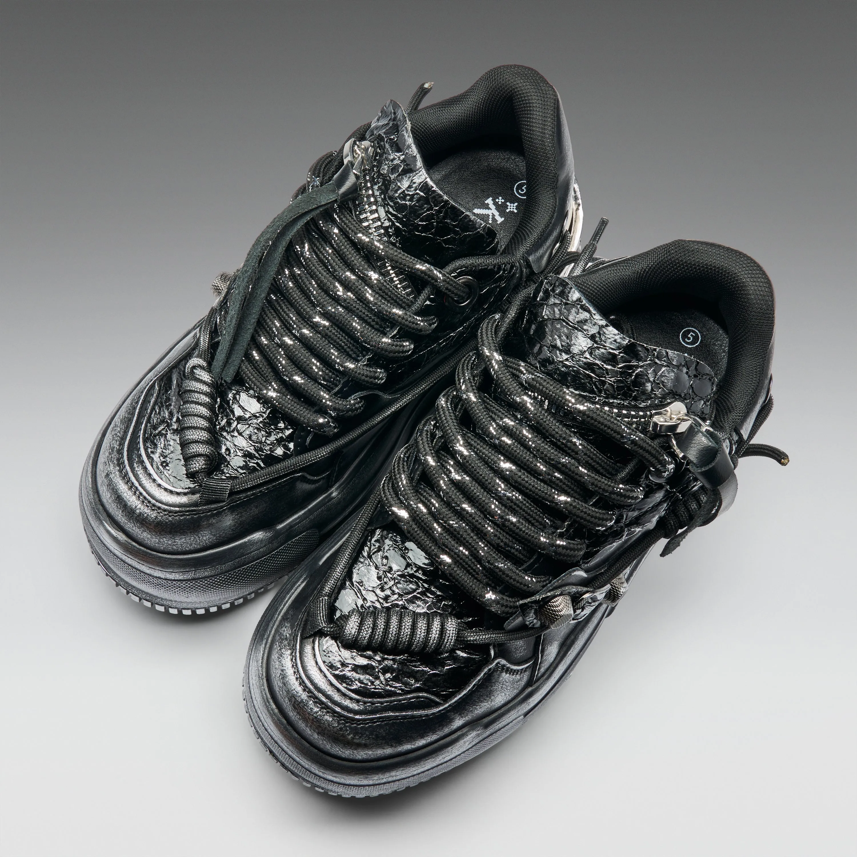 Metamorphosis Men's Distressed Platform Trainers - Black Fade sold by Koi Footwear product image thumbnail 5