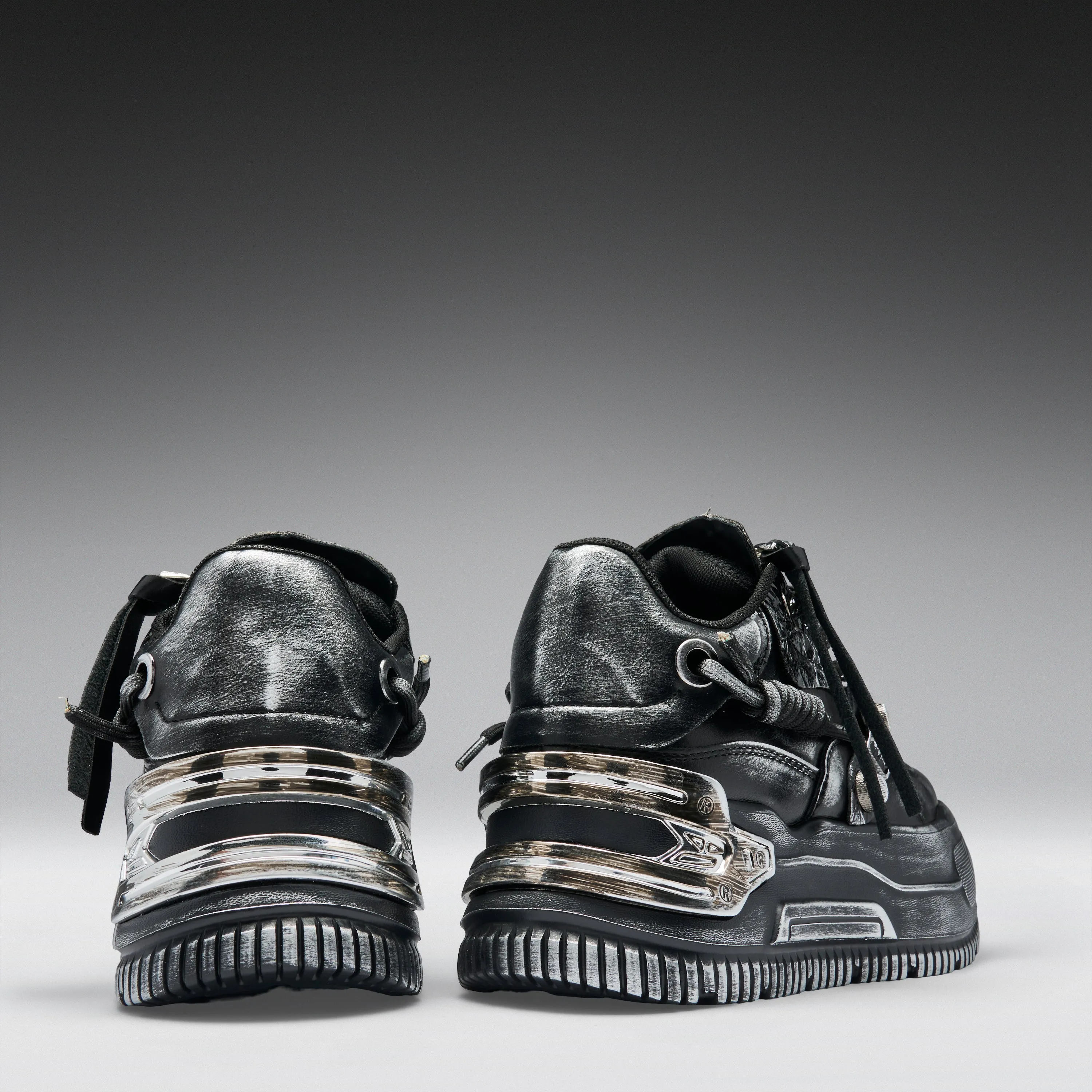 Metamorphosis Men's Distressed Platform Trainers - Black Fade sold by Koi Footwear product image thumbnail 4