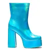 Mirrorball Platform Heeled Boots - Blue sold by Koi Footwear