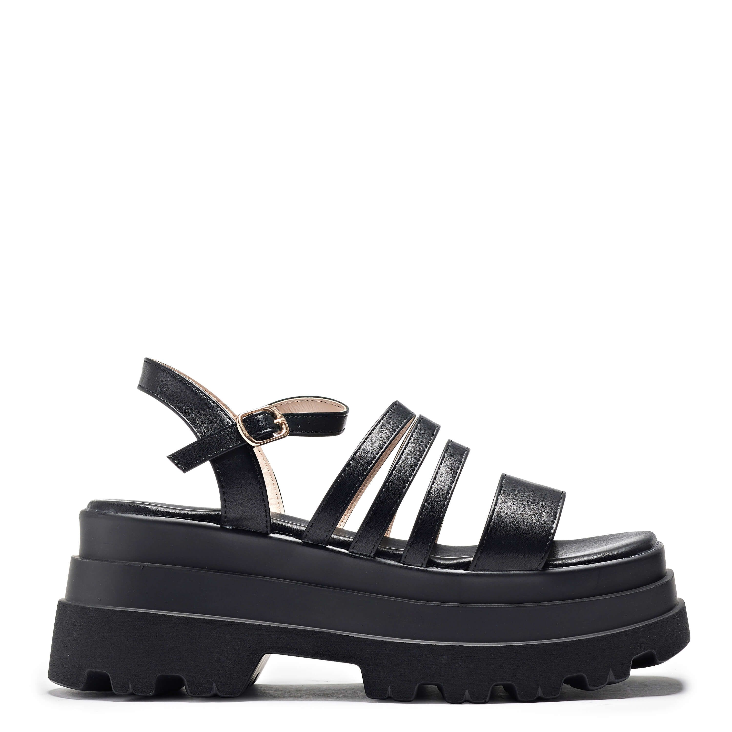 Lyra Black Strappy Trident Sandals sold by Koi Footwear