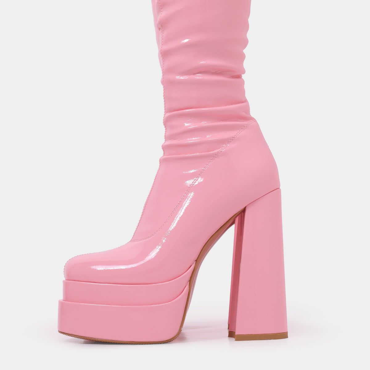 The Redemption Pink Stretch Thigh High Boots sold by Koi Footwear product image thumbnail 7