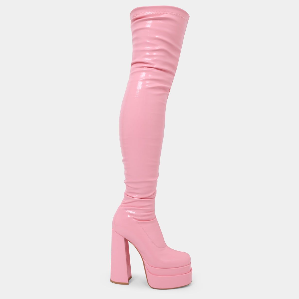 The Redemption Pink Stretch Thigh High Boots sold by Koi Footwear product image thumbnail 2