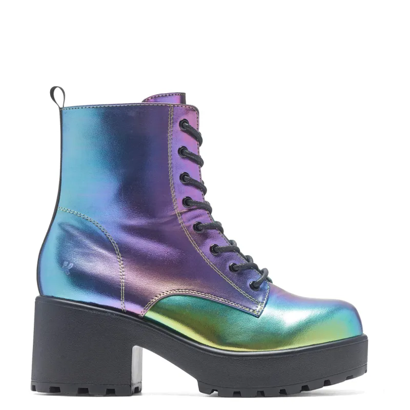 Bismuth Platform Military Boots - Rainbow sold by Koi Footwear