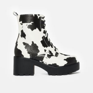 DAISY Platform Cow Print Military Boots sold by Koi Footwear
