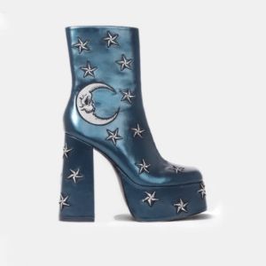 Dreams of Mooncraft Teal Heeled Boots sold by Koi Footwear