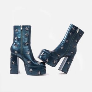 Dreams of Mooncraft Teal Heeled Boots sold by Koi Footwear
