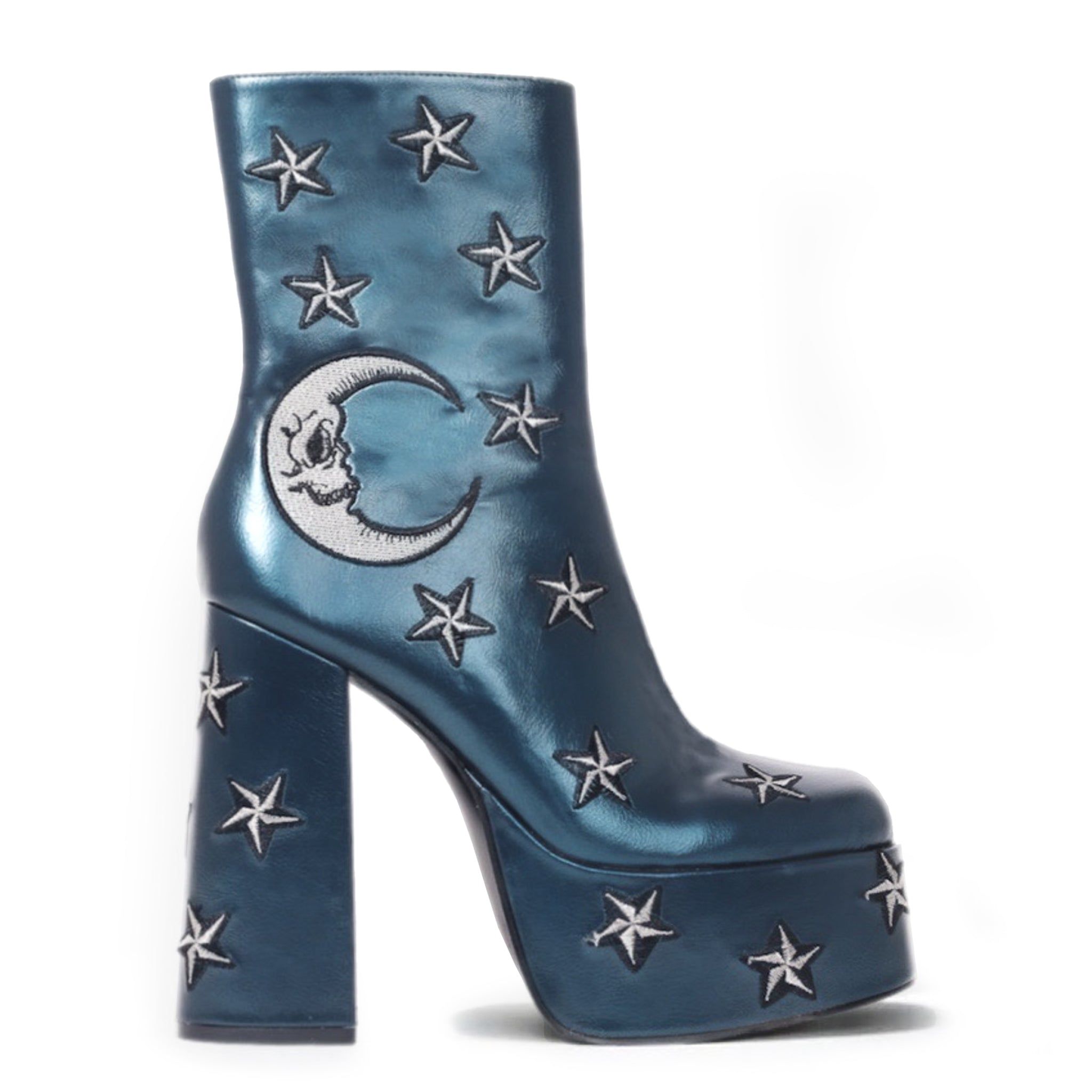 Dreams of Mooncraft Teal Heeled Boots sold by Koi Footwear