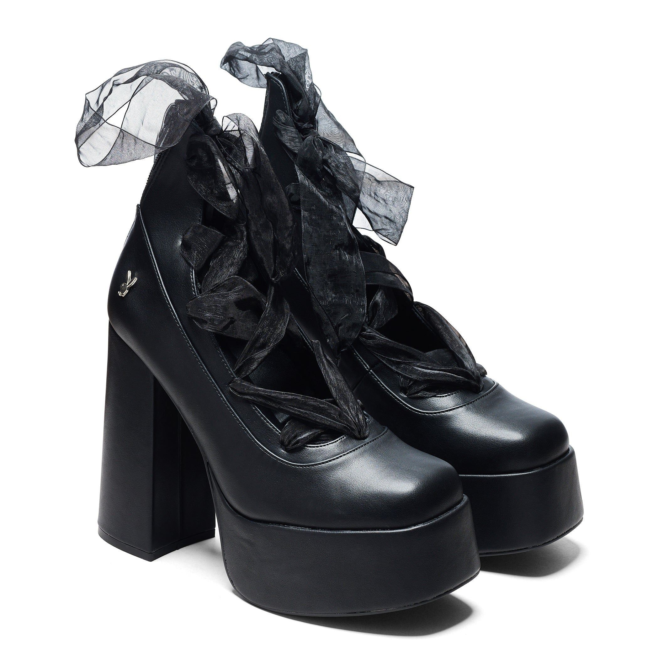 Playboy Infidelity Black Lace Up Heels sold by Koi Footwear product image thumbnail 4