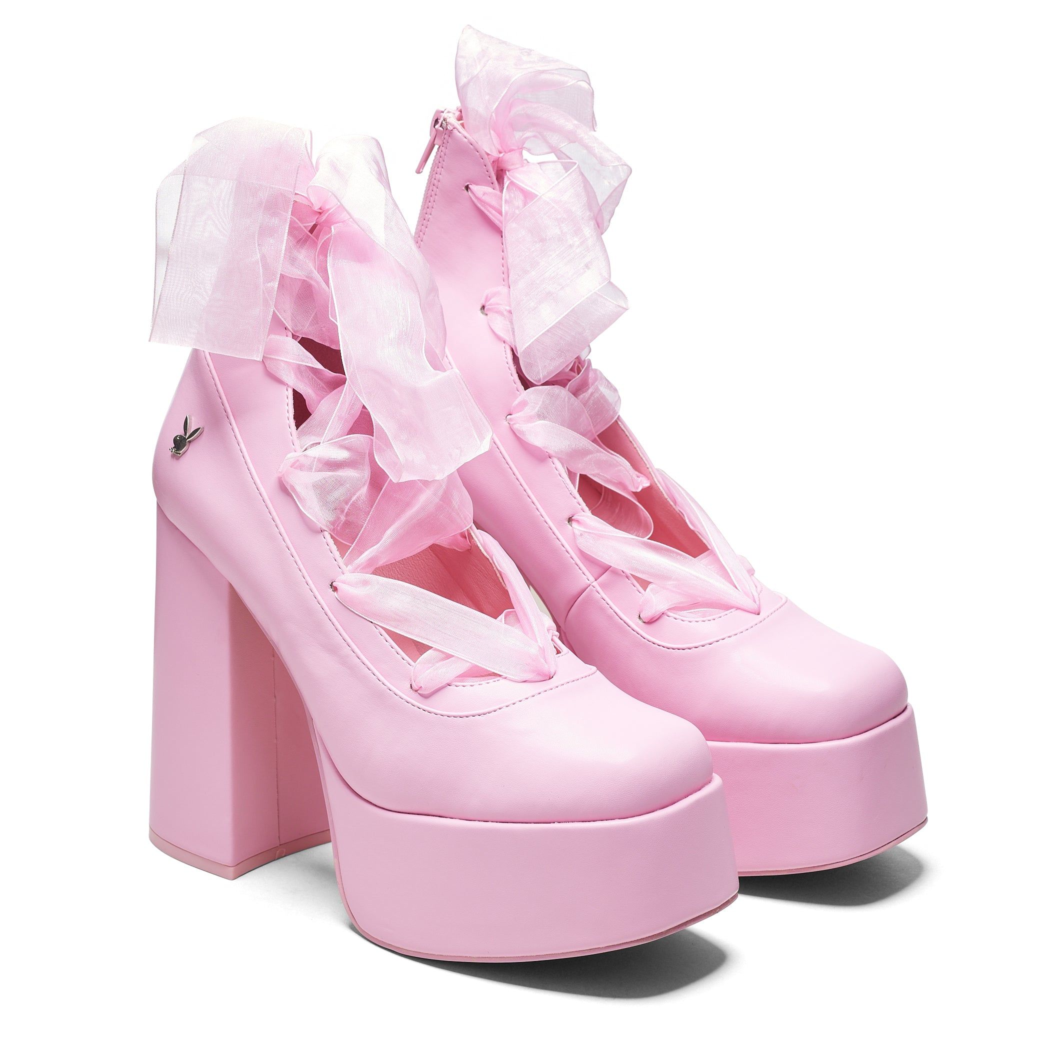 Playboy Infidelity Pink Lace Up Heels sold by Koi Footwear product image thumbnail 4
