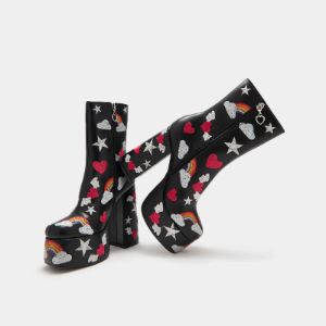 Black Sugar Clouds Platform Heeled Boots sold by Koi Footwear