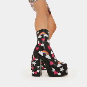 Black Sugar Clouds Platform Heeled Boots sold by Koi Footwear