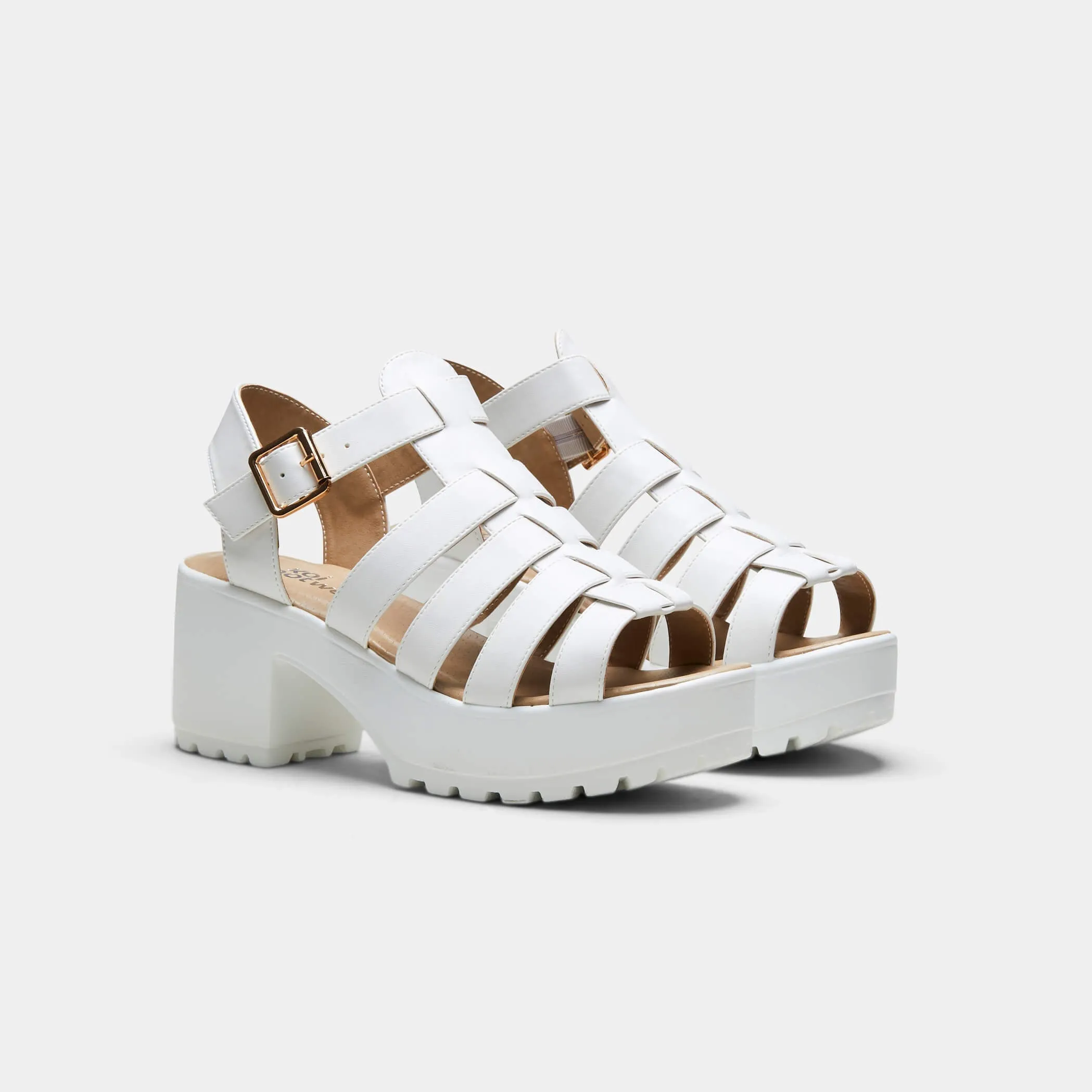 SII White Strappy Cleated Sandals sold by Koi Footwear product image thumbnail 4