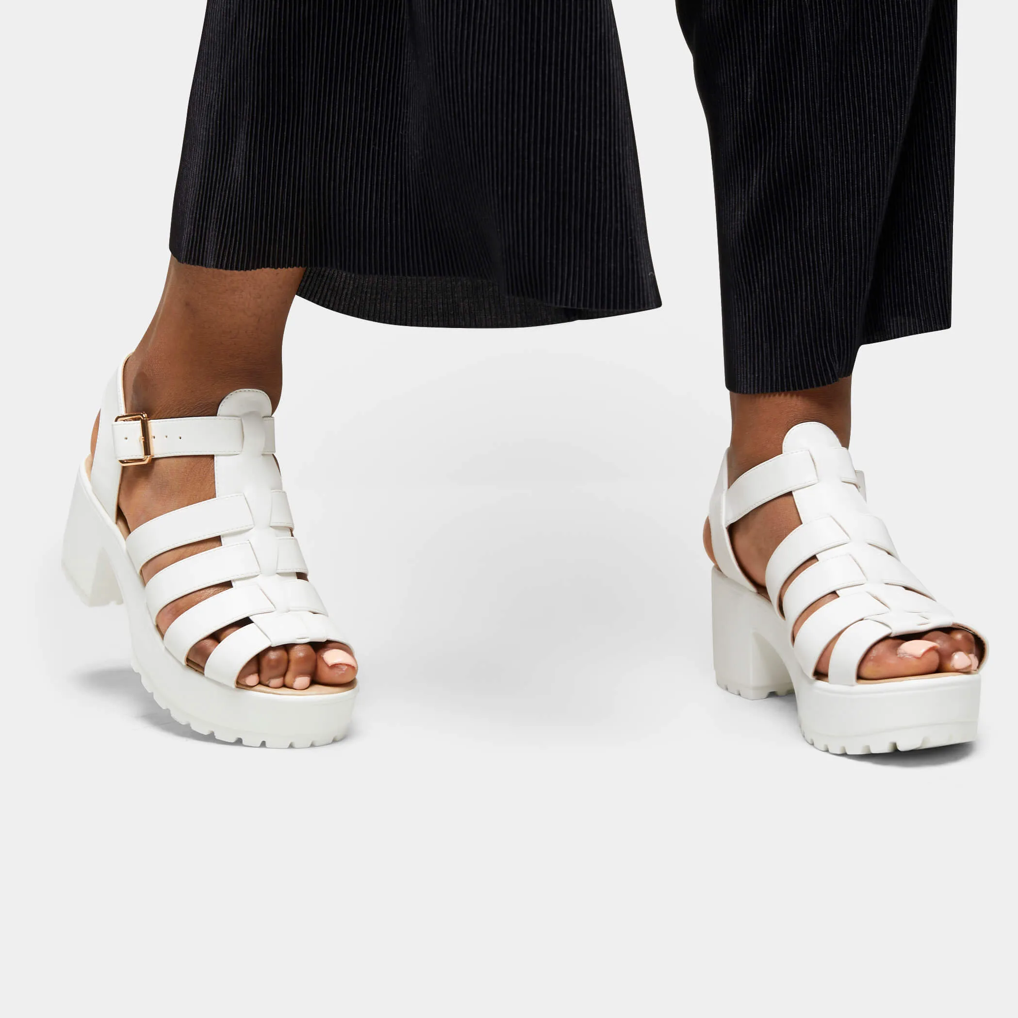 SII White Strappy Cleated Sandals sold by Koi Footwear product image thumbnail 3