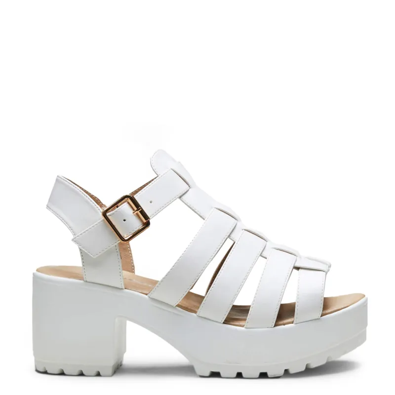 SII White Strappy Cleated Sandals sold by Koi Footwear