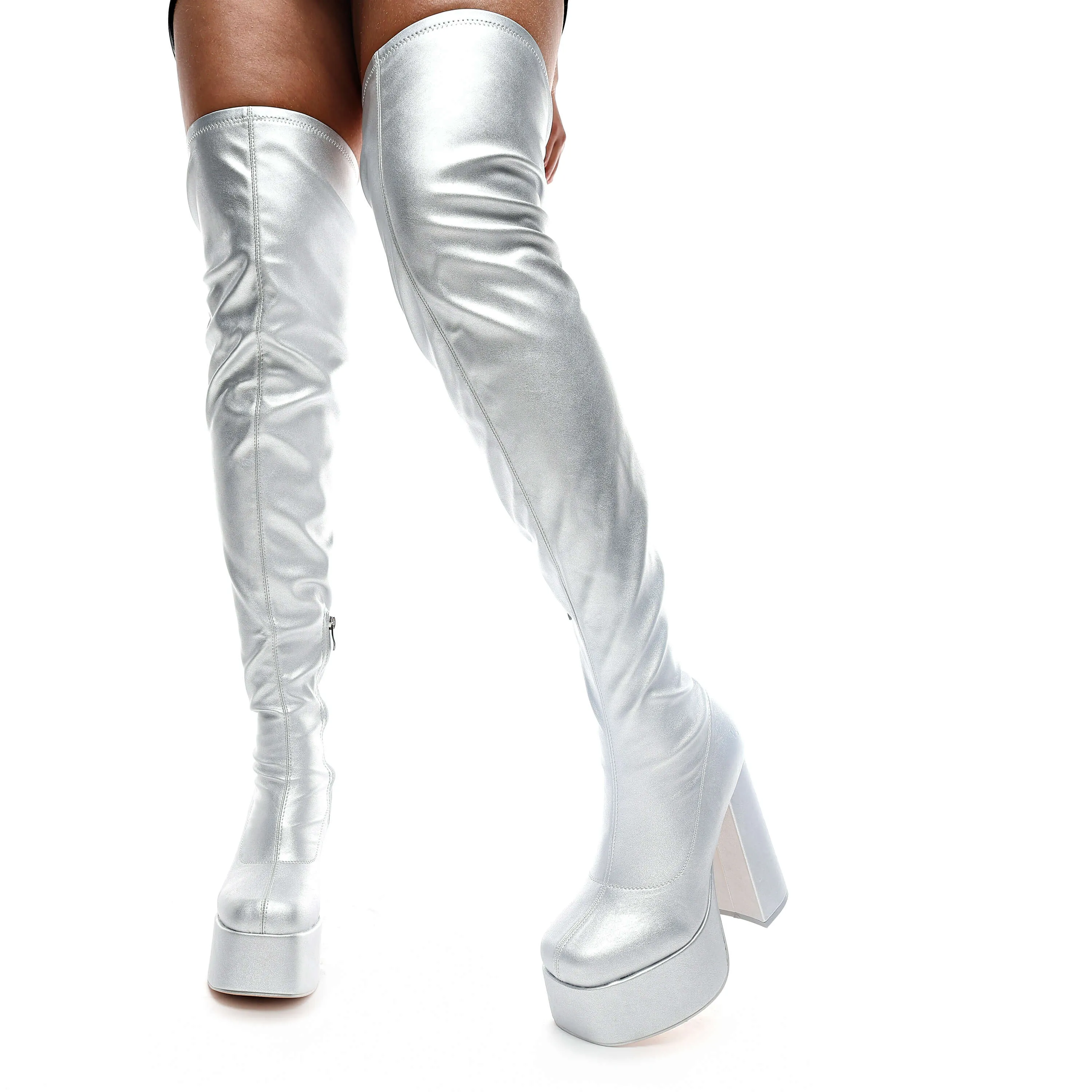 The Redemption Plus Size Thigh High Boots - Silver sold by Koi Footwear product image thumbnail 3