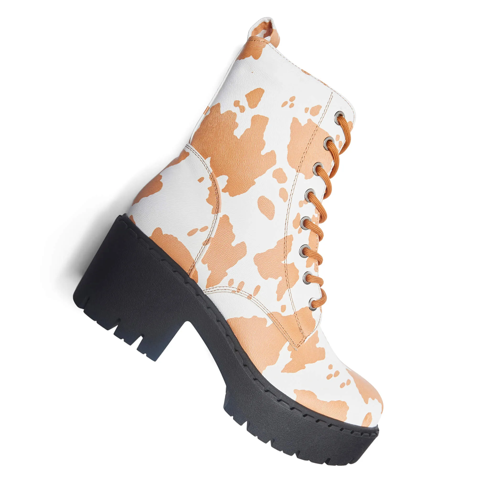 Clarabelle Brown Cow Print Switch Lace Up Boots sold by Koi Footwear product image thumbnail 5