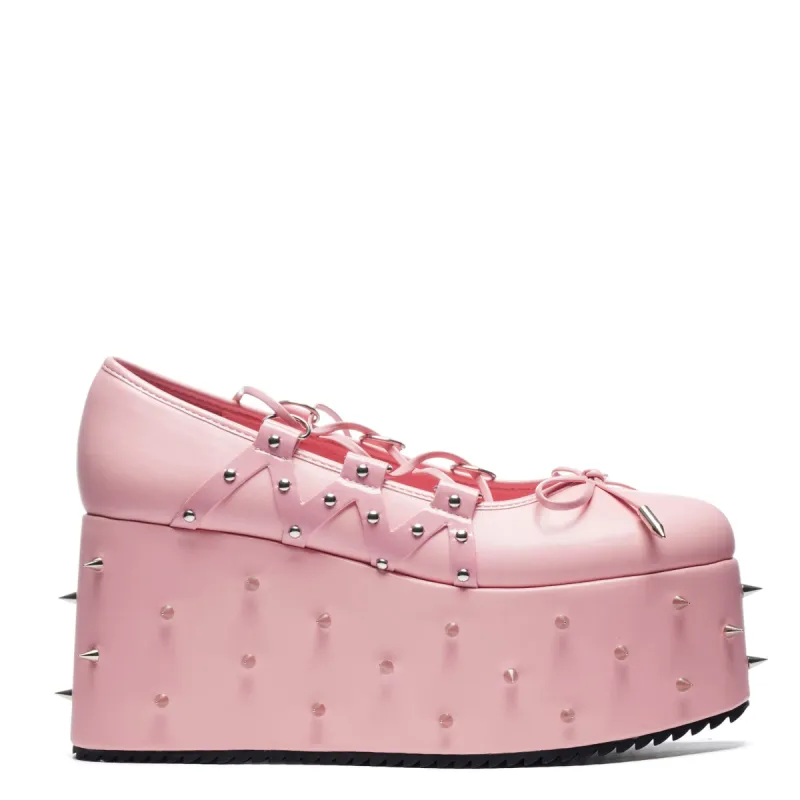 Zorina Lace Up Platform Ballet Shoes - Pink sold by Koi Footwear