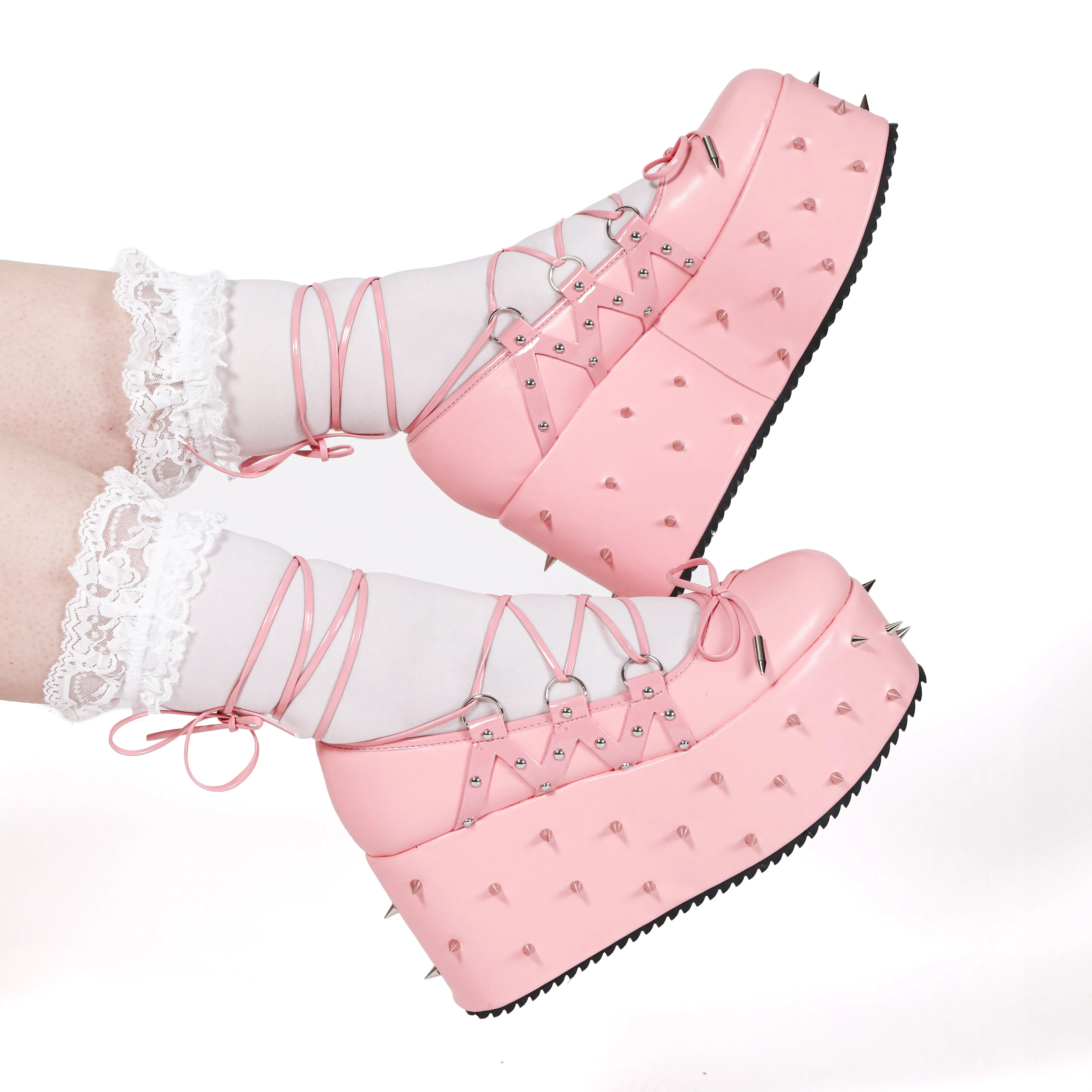 Zorina Lace Up Platform Ballet Shoes - Pink sold by Koi Footwear product image thumbnail 3