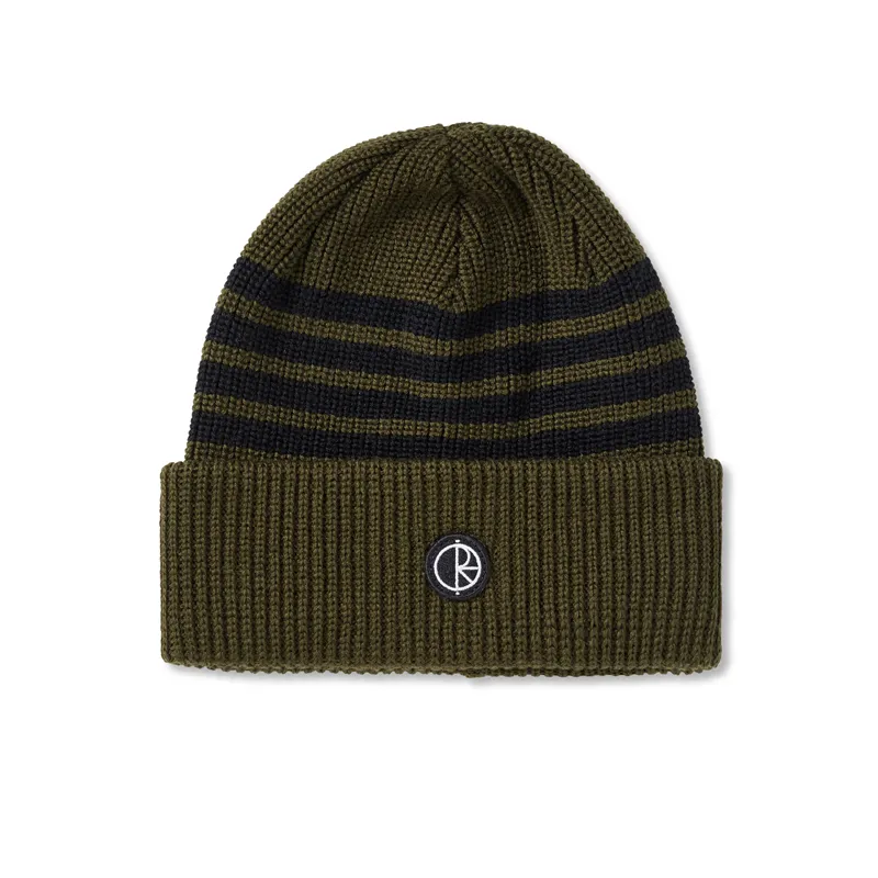 Polar Stripe Merino Beanie Army Green sold by Kong