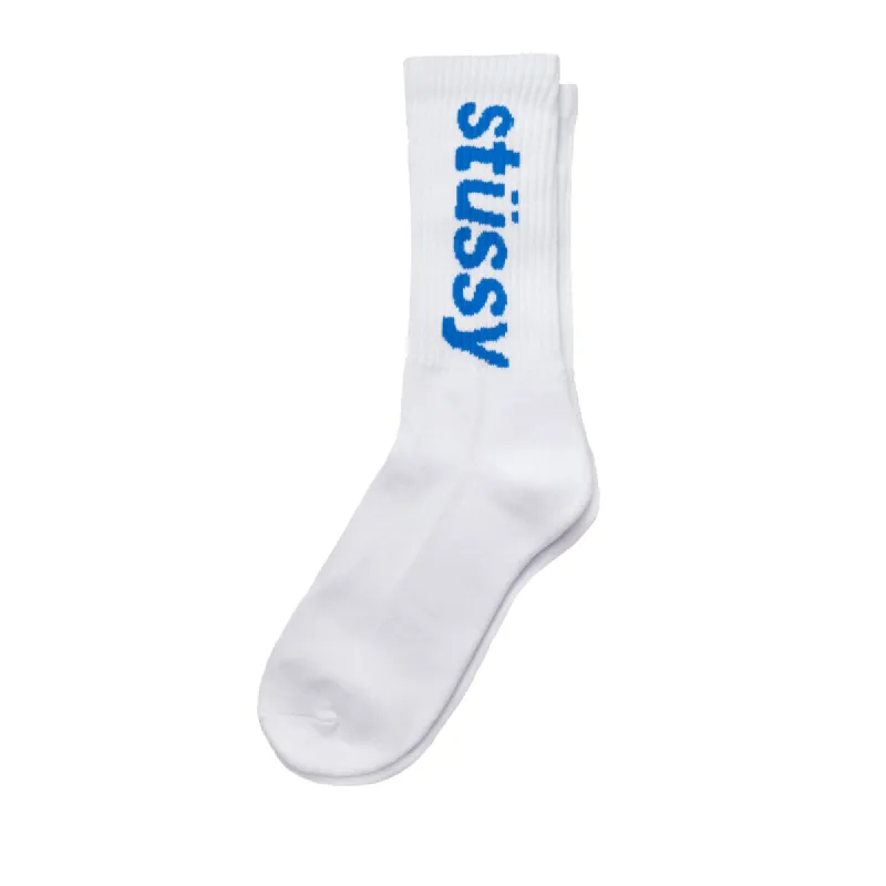 Stussy Helvetica Jacquard Crew Sock Sky Blue sold by Kong