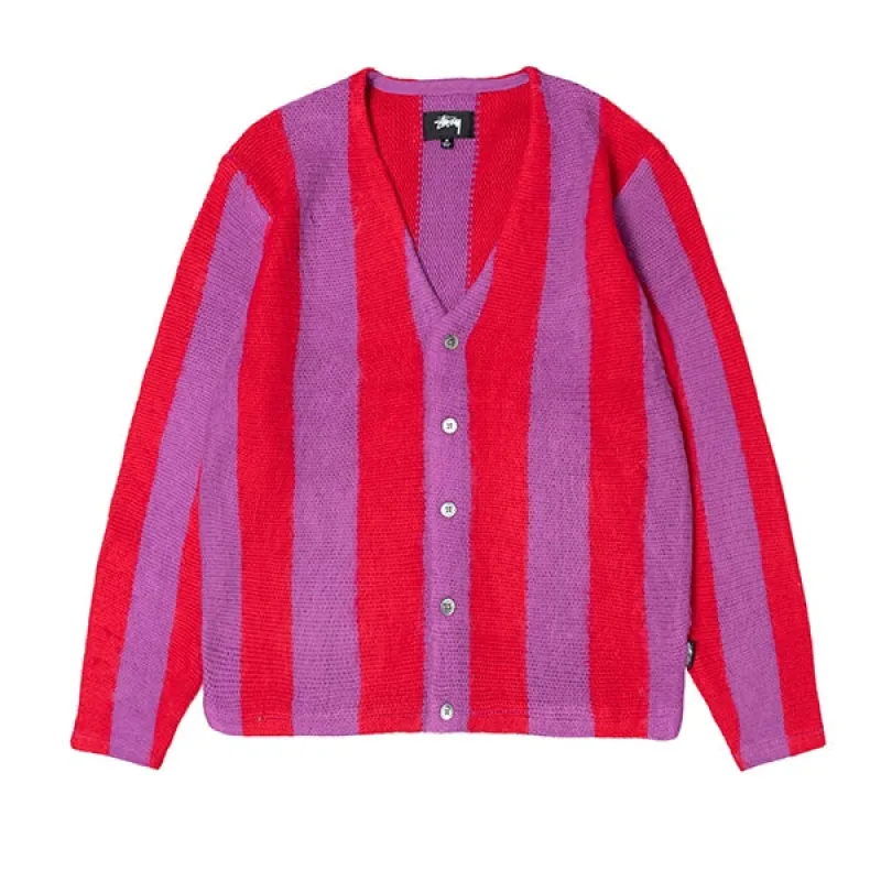 Stussy Stripe Brushed Cardigan Purple sold by Kong