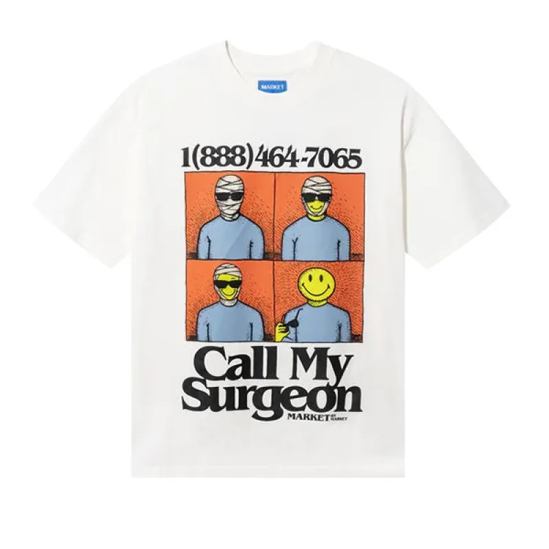 Market Smiley Call My Surgeon T shirt Off White made by Kong