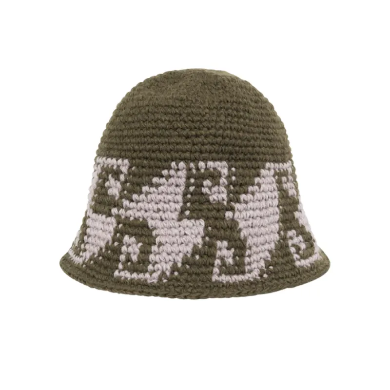 Stussy Waves Knit Bucket Olive made by Stussy