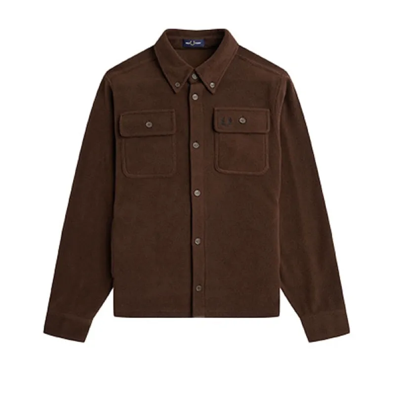 Fred Perry Fleece Overshirt Burnt Tobacco sold by Kong