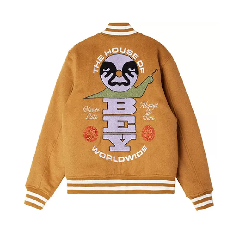 Obey Time Varsity Jacket Brown Sugar sold by Kong