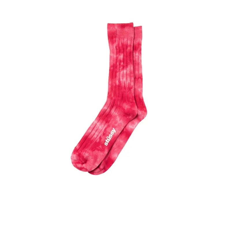Stussy Dyed Ribbed Crew Socks Red sold by Kong