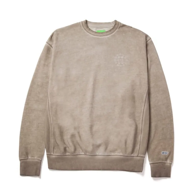 Huf 12 Galaxies Faded Crewneck Khaki sold by Kong