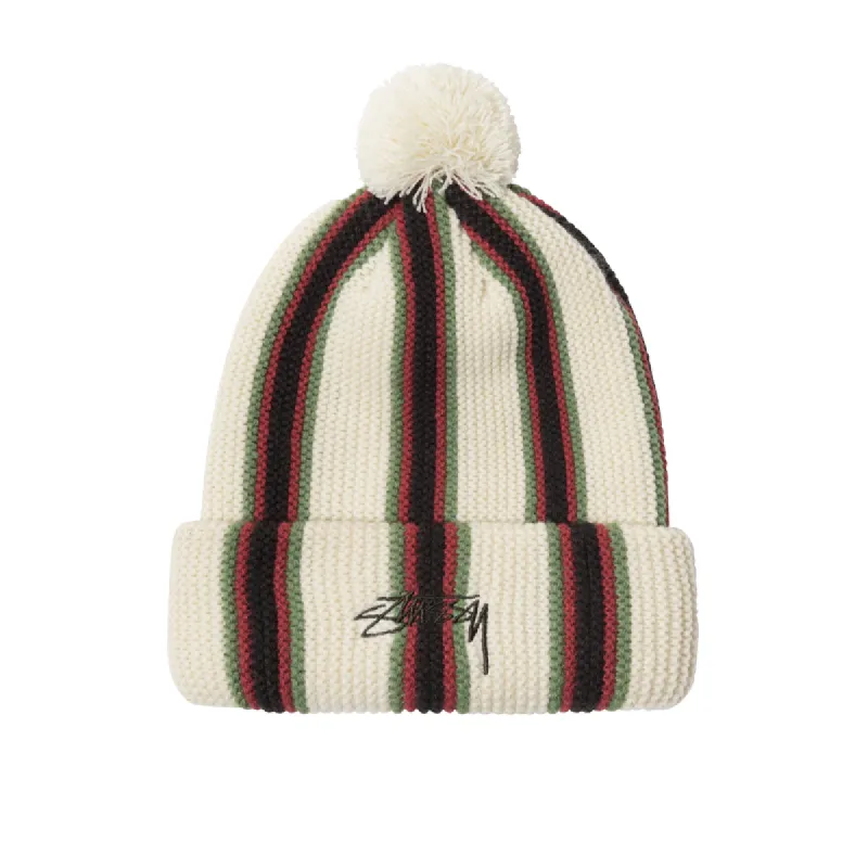 Stussy Striped Pom Beanie Ecru sold by Kong