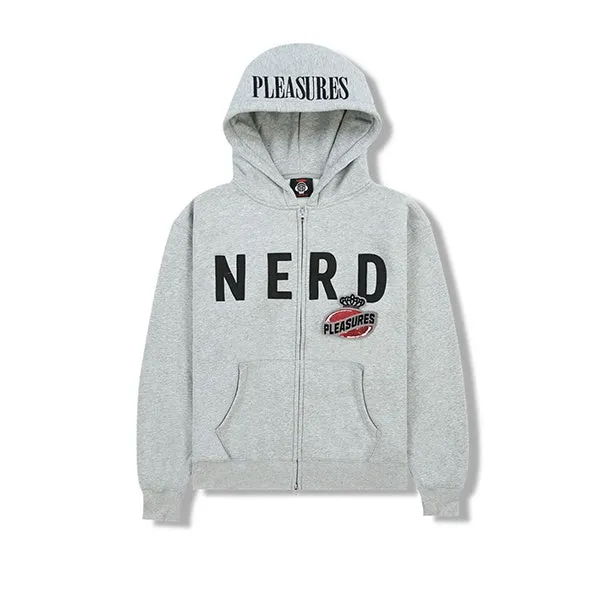 Pleasures Nerd Zip Up Hoodie Heather Grey sold by Kong
