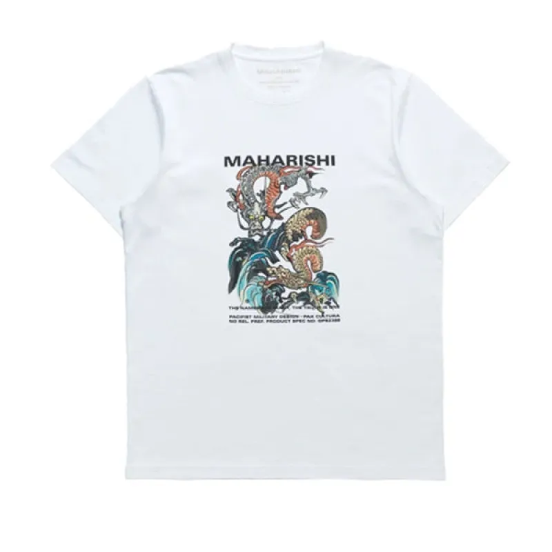 Maharishi Double Dragons Organic T shirt White sold by Kong