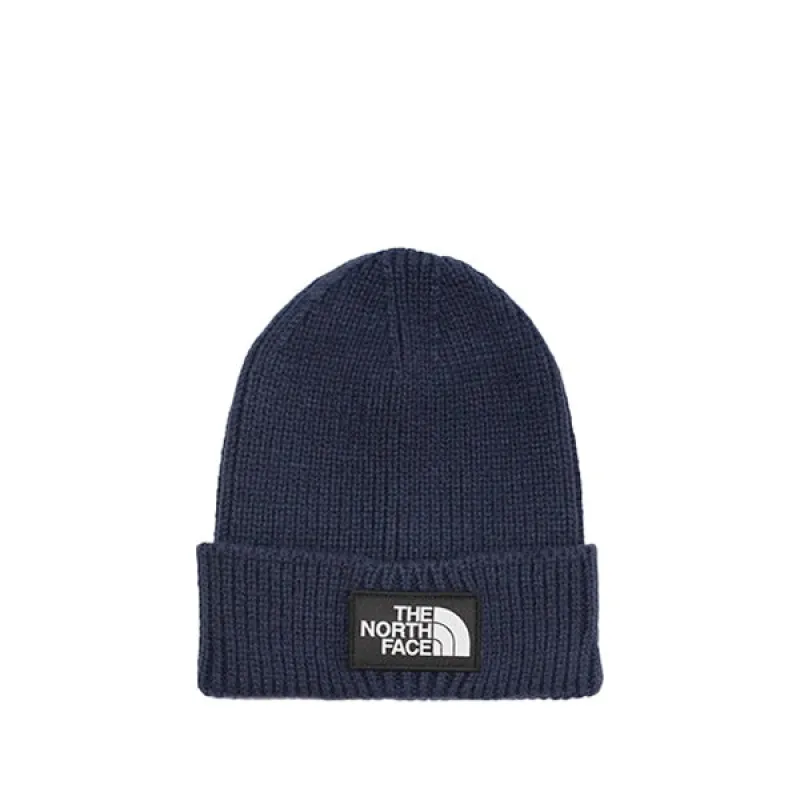 The North Face Logo Box Cuffed Beanie Summit Navy sold by Kong