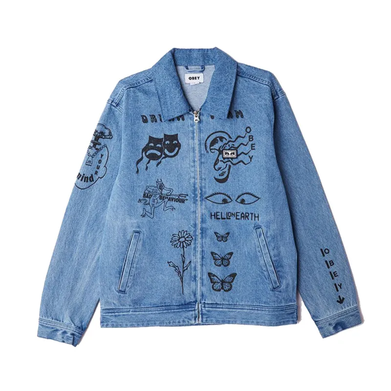 Obey Dream Team Denim Jacket Light Indigo sold by Kong