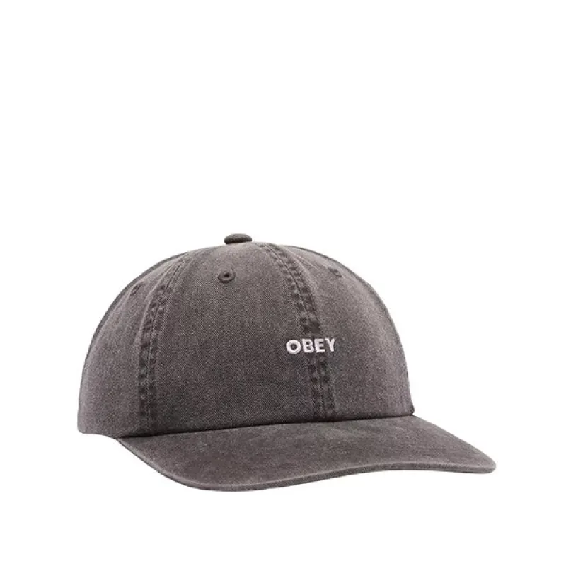 Obey Pigment Dyed Lowercase 6 Panel Strapback Black made by Obey