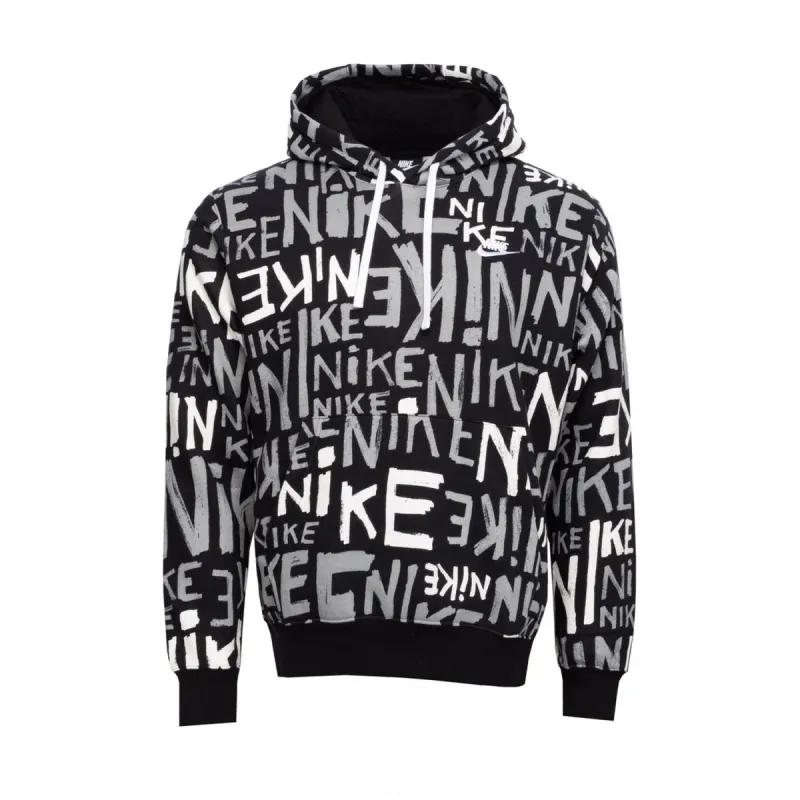Nike Sportswear Club Pullover Hoodie Black/Black/White sold by Kong