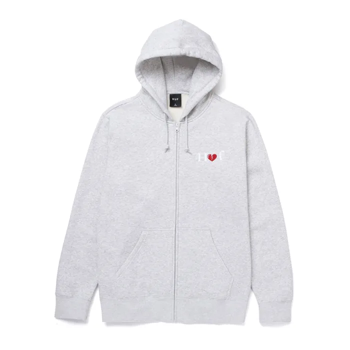 HUF Milton Zip Up Hoodie Athletic Heather sold by Kong