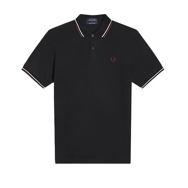 Fred Perry Twin Tipped Shirt Black Oxblood sold by Kong