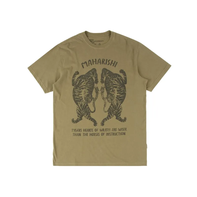 Maharishi Tigers Of Wrath T-Shirt Organic Jersey 190 Olive sold by Kong