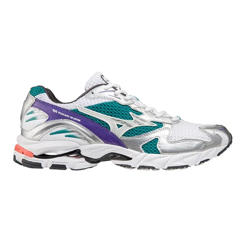 Mizuno Wave Rider 10 White Silver Teal Blue sold by Kong