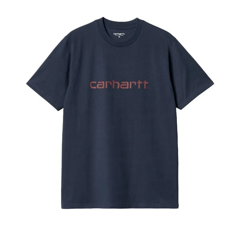 Carhartt WIP SS Script T Shirt Air Force Blue Malbec sold by Kong