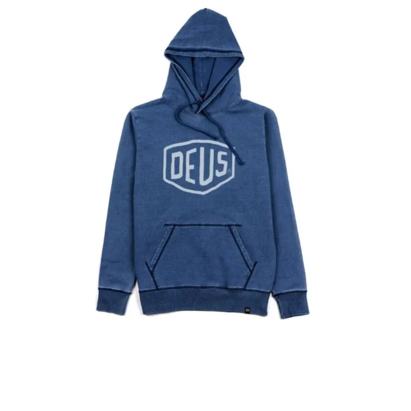 Deus Indigo Shield Hoodie Dark Indigo made by Kong